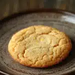 Close-up of a lemon cookie skillet with golden-brown edges and a clean background.