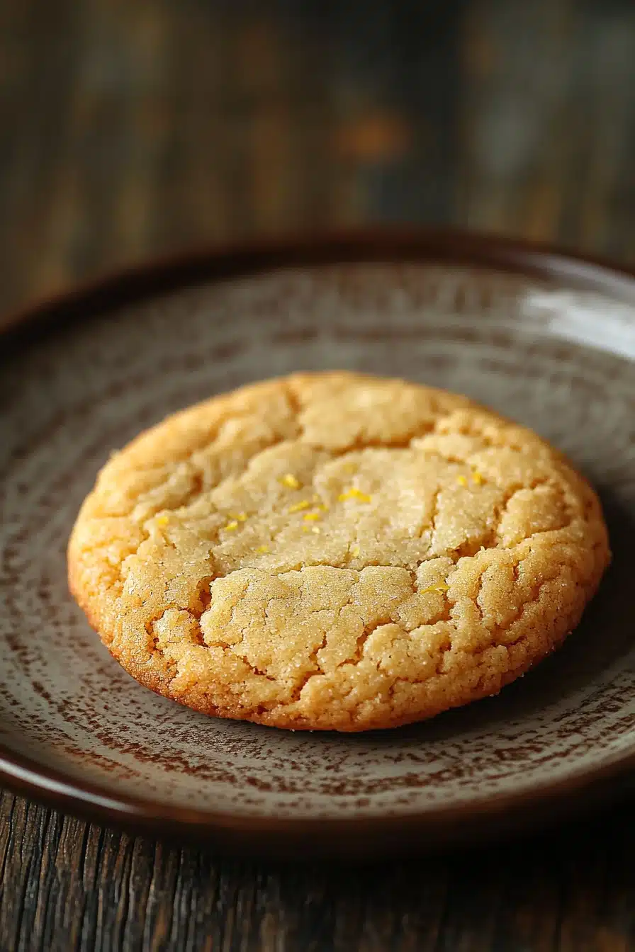 Close-up of a lemon cookie skillet with golden-brown edges and a clean background.