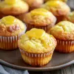 Close-up of lemon muffins with lemon curd on a clean background