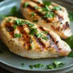 Close-up of a low calorie chicken fillet with bright, natural lighting