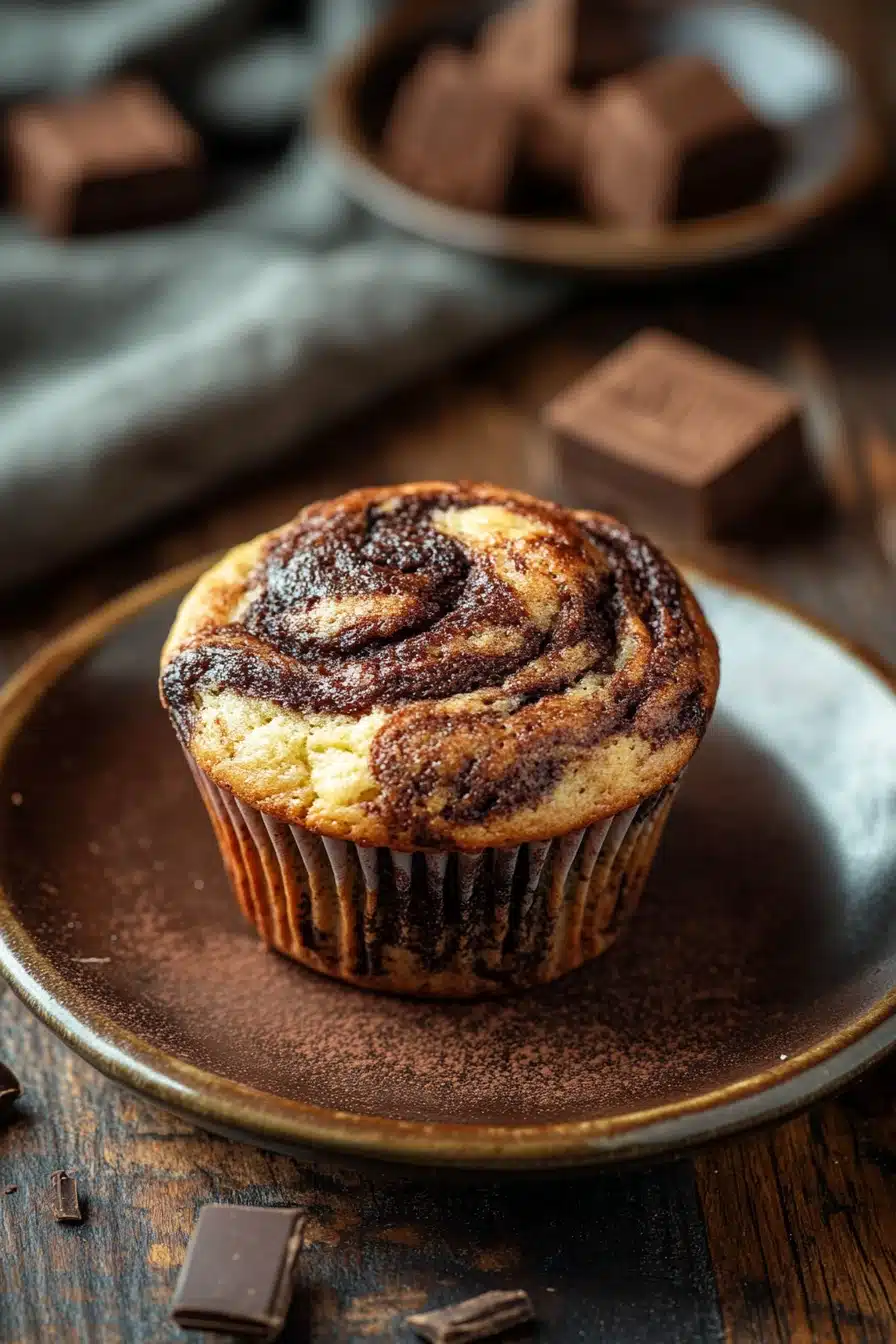 Close-up of muffin bicolore allo yogurt with a golden crust and soft texture