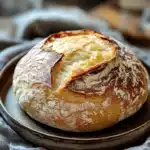 Close-up of no knead bread dough in a bowl with a clean background