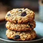 Close-up of oatmeal cookies on a white plate with a clean background