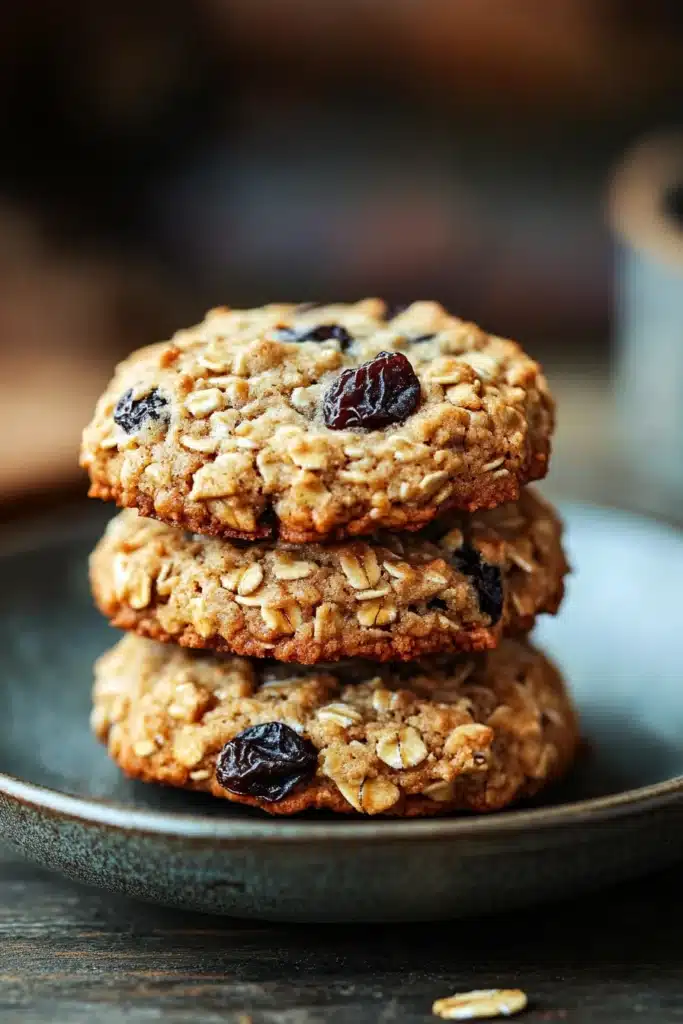 Close-up of oatmeal cookies on a white plate with a clean background