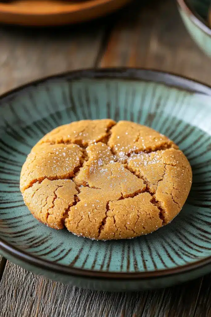 Close-up of a delicious peanut butter cookie dessert with a warm, inviting appearance.