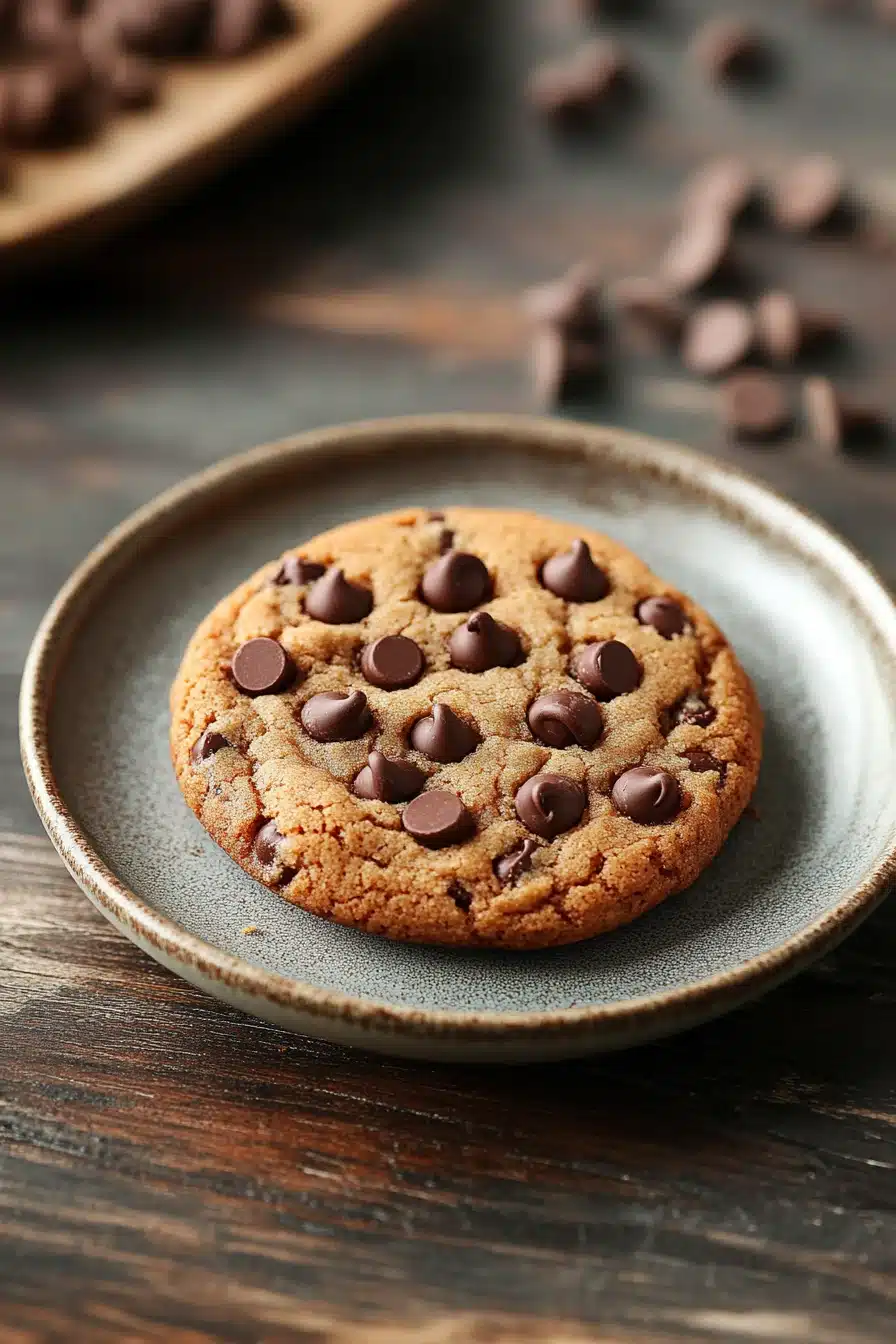 Close-up of peanut butter cookies with chocolate chips on a clean background.