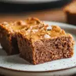 Close-up of peanut butter greek yogurt banana bread muffin bars with a clean background