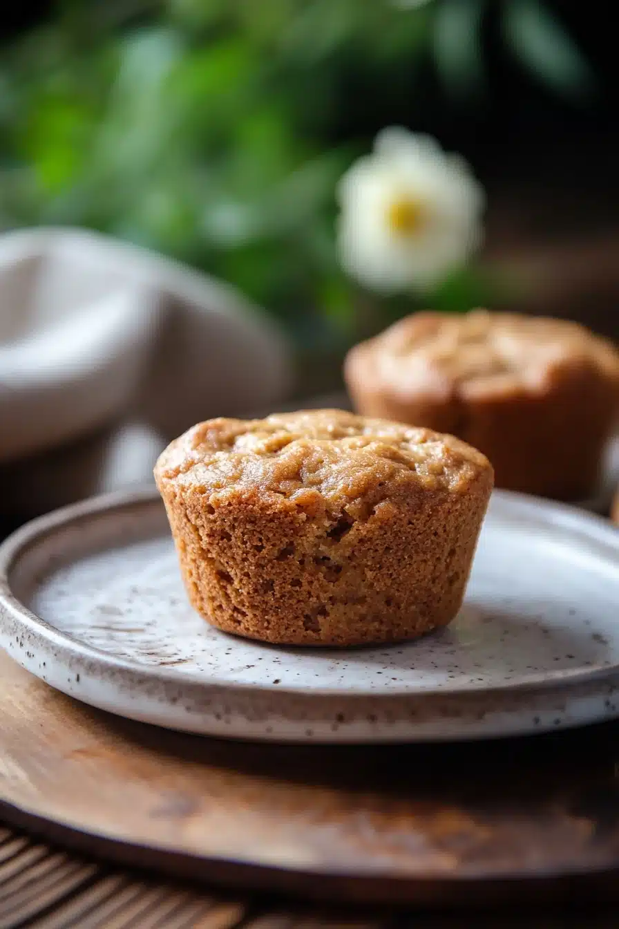 Close-up of peanut butter greek yogurt banana bread muffin bars with a clean background