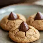 Close-up of peanut butter Hershey kiss cookies on a clean background