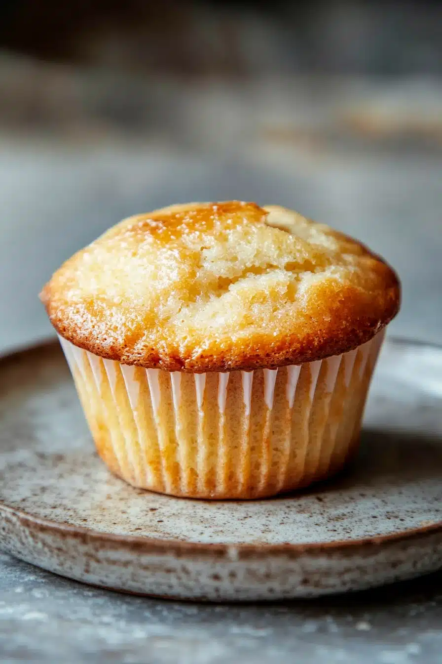 Close-up of plain yogurt muffins with a golden crust on a white plate.