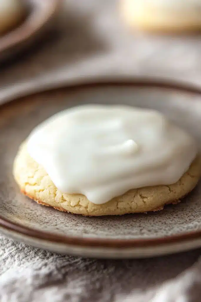 Close-up of shortbread cookies with icing on a clean background