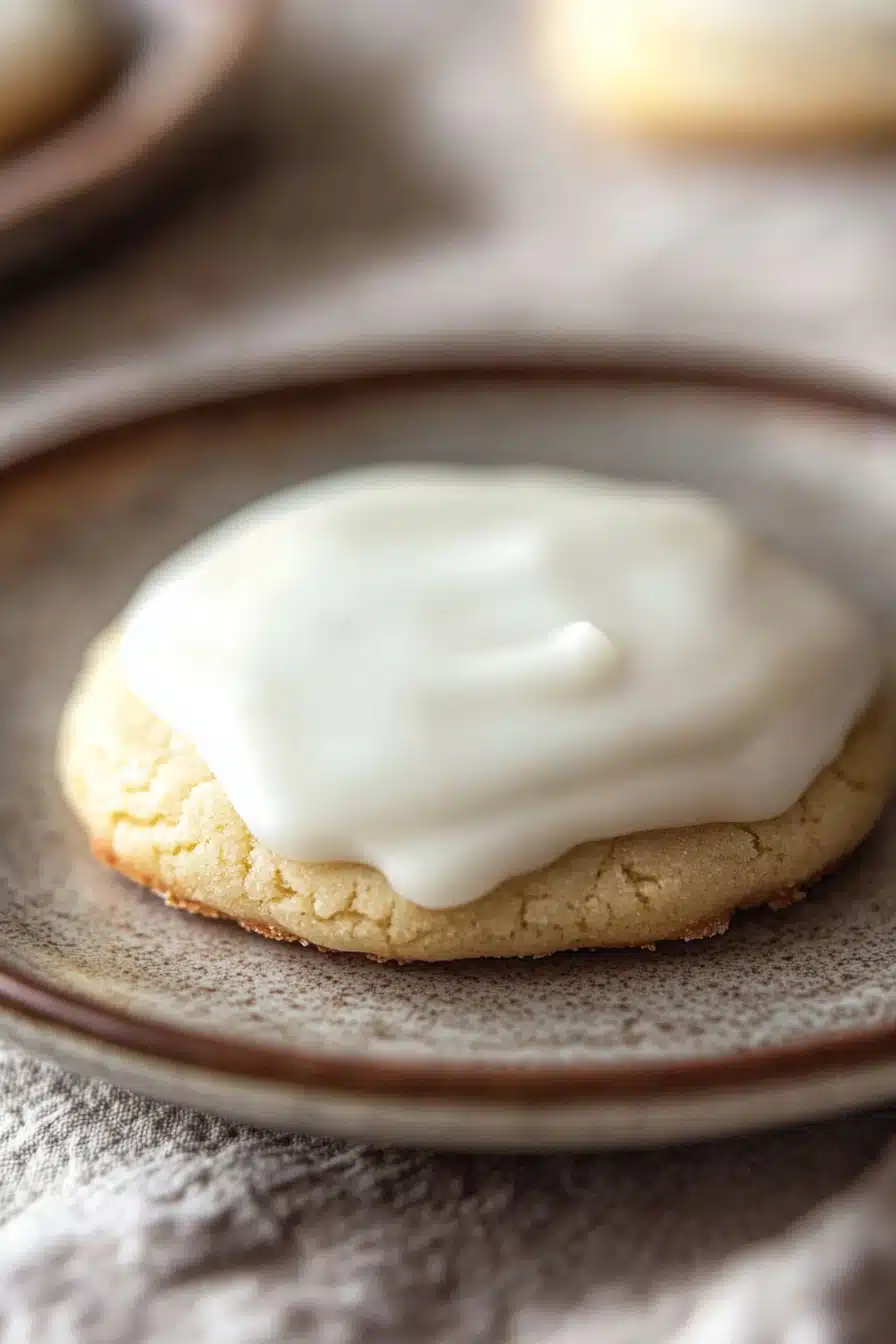 Close-up of shortbread cookies with icing on a clean background