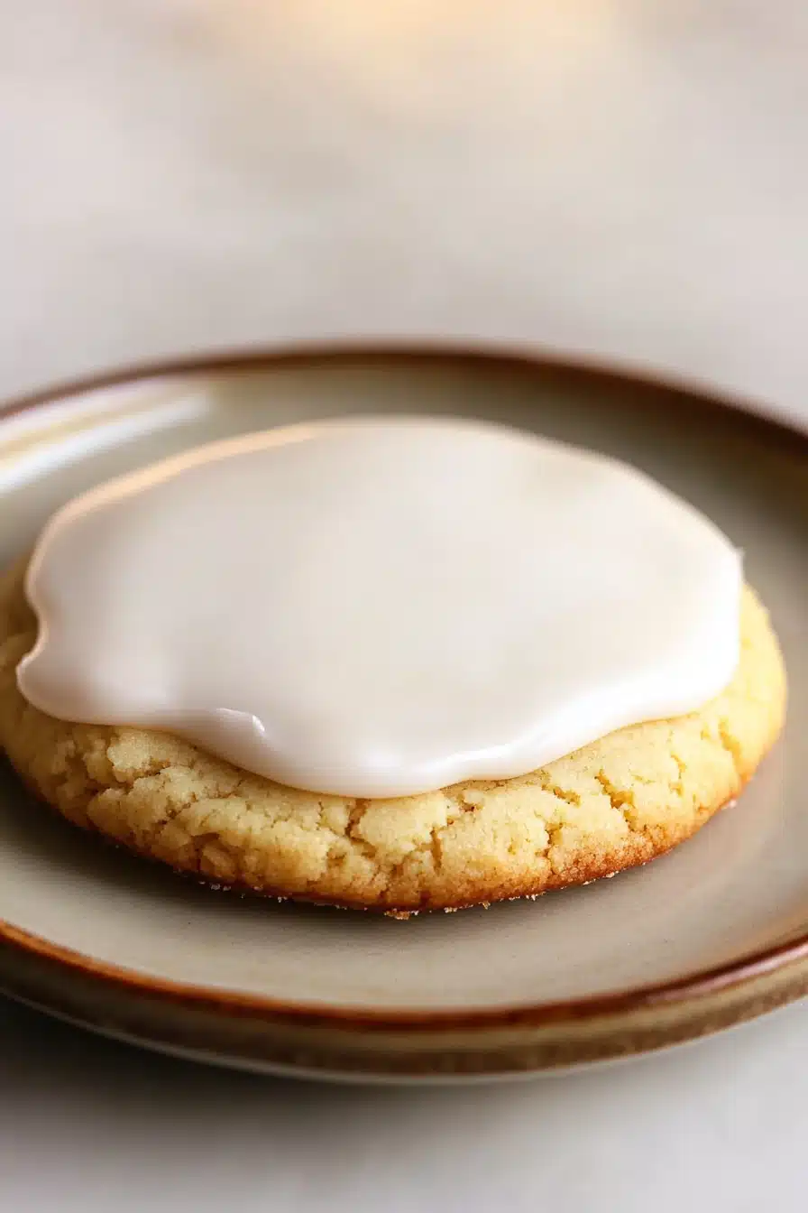 Close-up of shortbread cookies with icing on a clean background