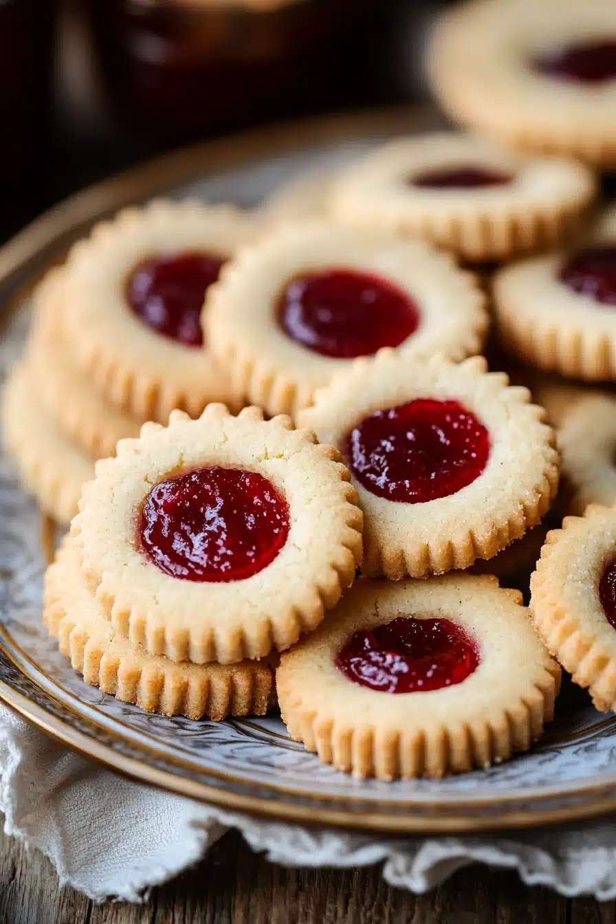 Close-up of shortbread cookies with filling on a clean background