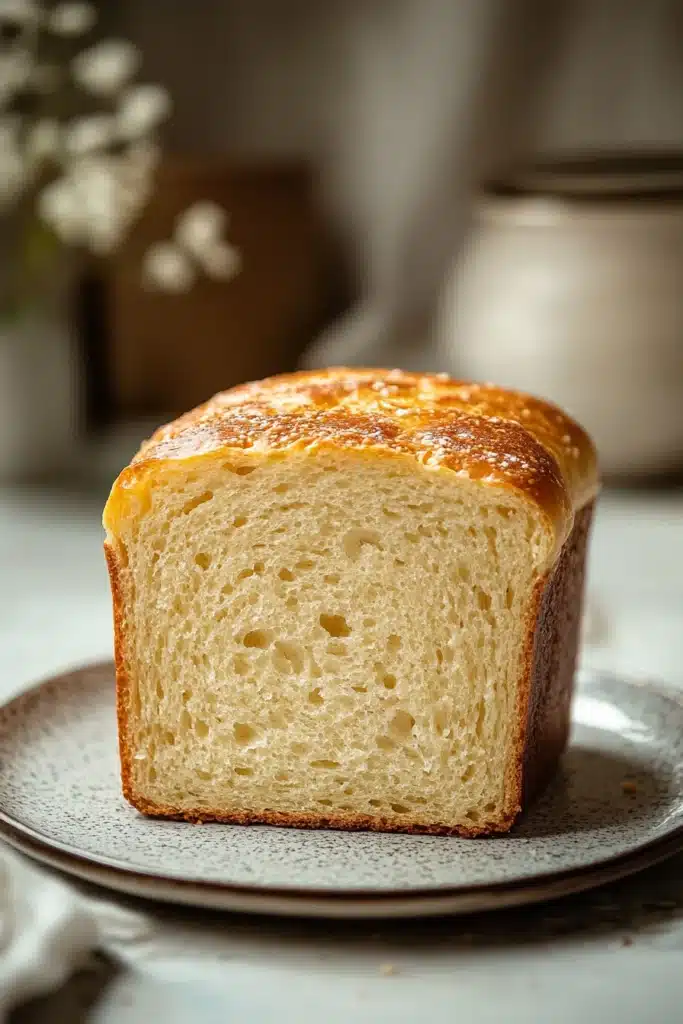 Close-up of gluten-free sandwich bread with a golden crust, perfect for homemade sandwiches.