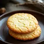 Close-up of thin and crispy cookies on a white plate with a clean background.