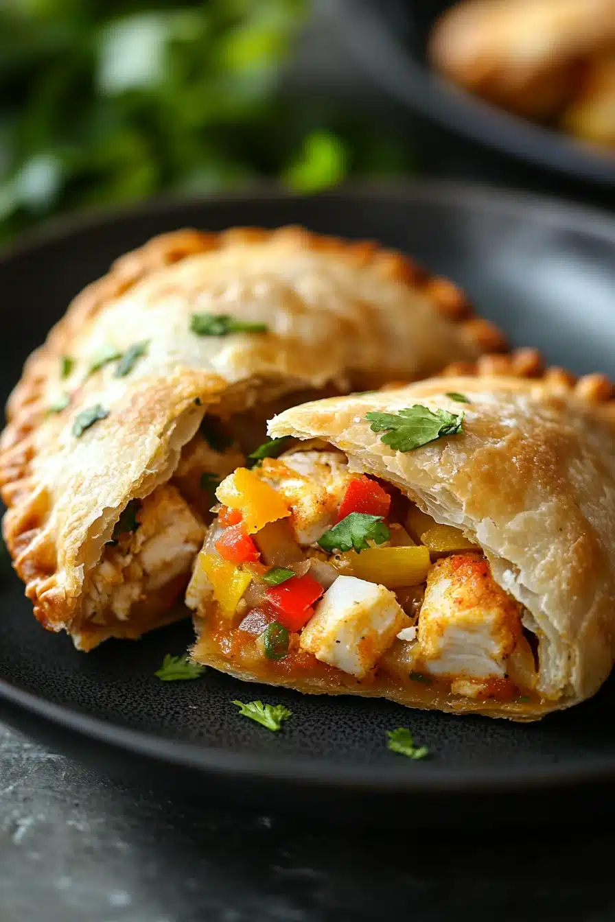 Close-up of tilapia empanada cooked in an air fryer with crispy golden crust