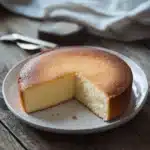 Close-up of a vanilla cake with creamy frosting in a bright kitchen by the sea.
