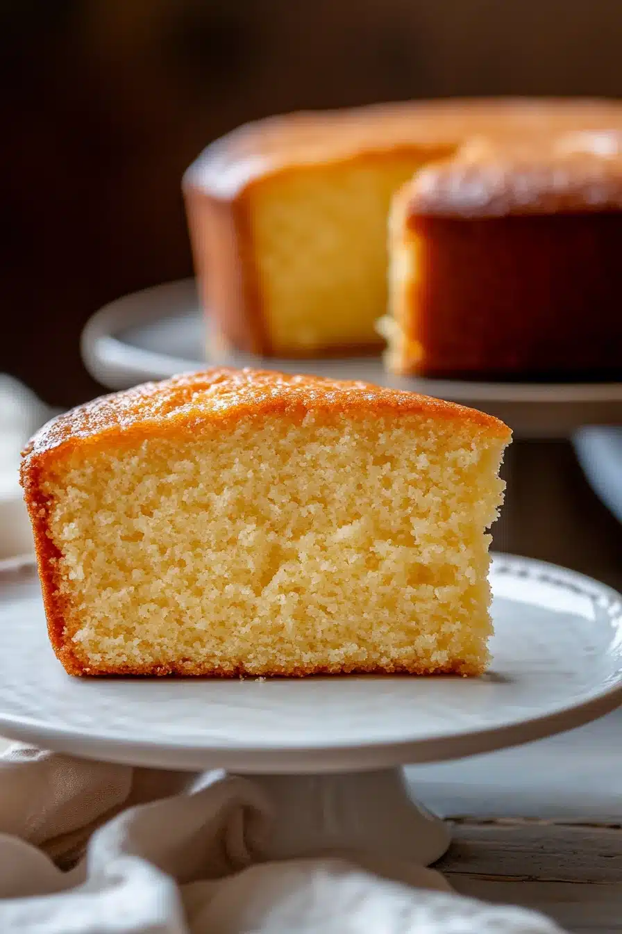 Close-up of a vanilla cake with smooth frosting and a clean background, perfect for dessert lovers.