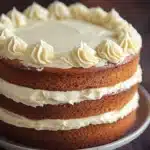 Close-up of a vanilla cake with filling, showcasing its texture and layers.