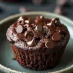 Close-up of zucchini chocolate muffins with a clean background