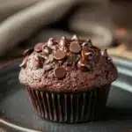 Close-up of zucchini chocolate muffins with a clean background