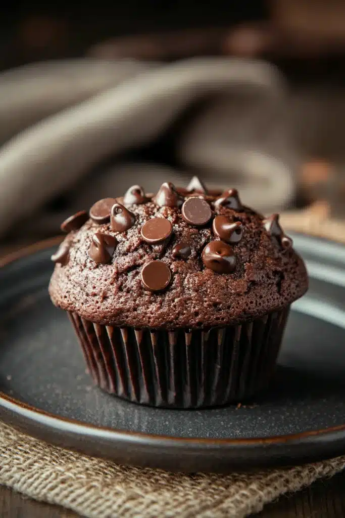 Close-up of zucchini chocolate muffins with a clean background