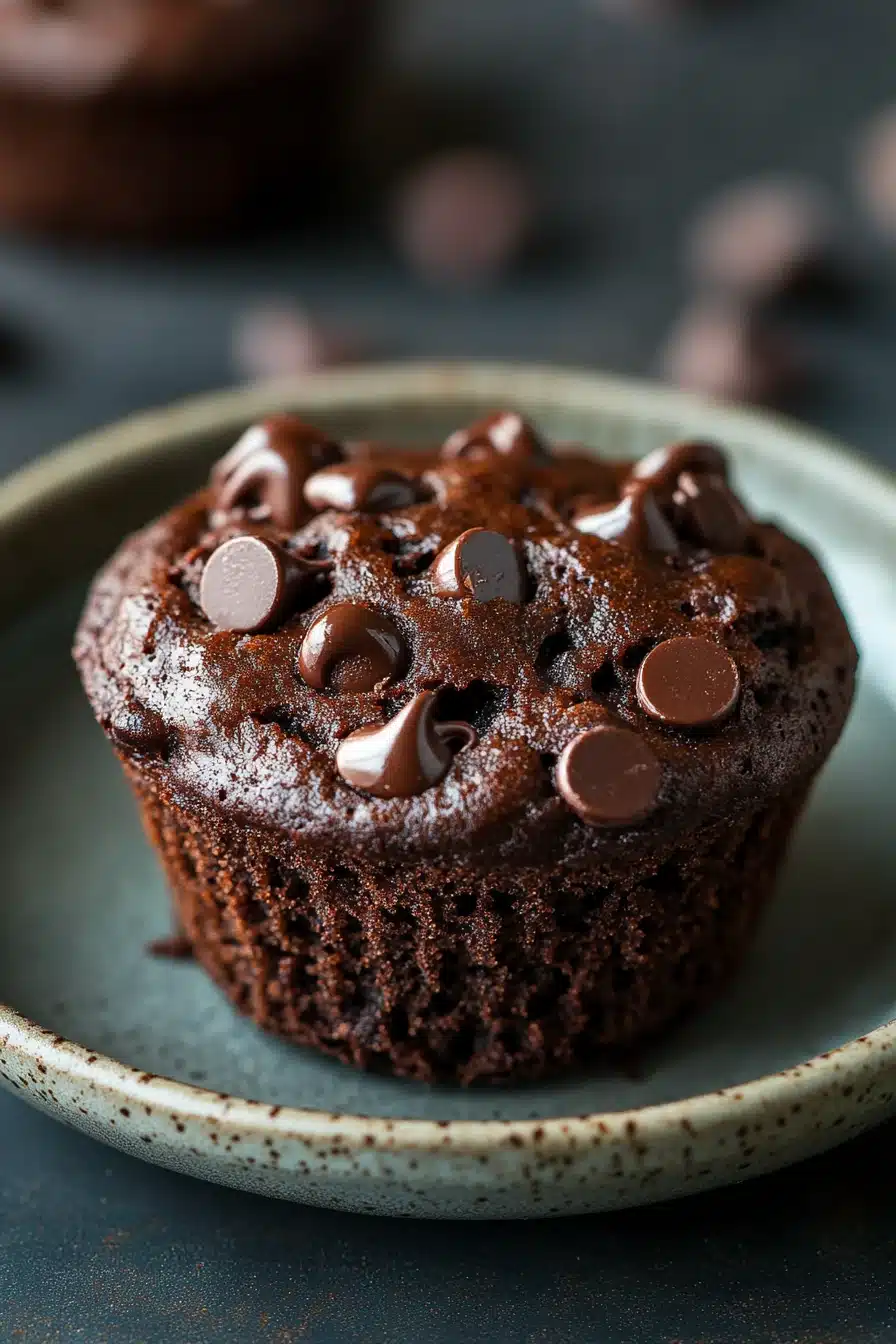 Close-up of zucchini chocolate muffins with a clean background