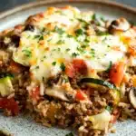 Close-up of a make ahead dinner with ground turkey and vegetables in a bright setting