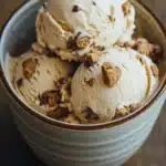 Close-up of peanut butter cookie ice cream with a clean background