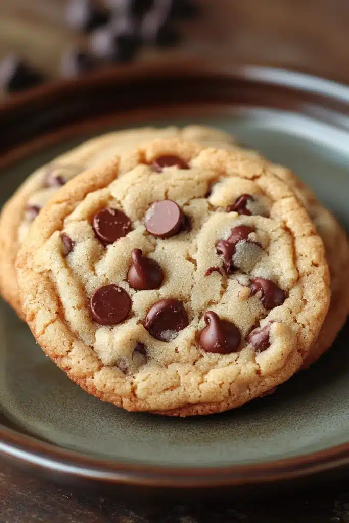 Close-up of sugar cookie chocolate chip cookies with a warm, inviting look.