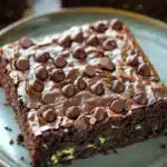 Close-up of zucchini sheet cake brownies with a light, moist texture