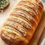 Grilled chicken sandwich bread - the image shows a long loaf of bread on a wooden cutting board. the bread appears to be freshly baked, with a golden brown crust and a soft, fluffy interior. the slices of bread are arranged in a diagonal pattern, with the top half of the loaf slightly overlapping the bottom half. the edges of the bread are slightly frayed, indicating that it has been freshly baked. in the background, there is a small bowl of white flowers and a sprig of greenery, suggesting that the bread is being prepared for baking. the cutting board is placed on a white tablecloth, and there are a few white napkins scattered around the table.